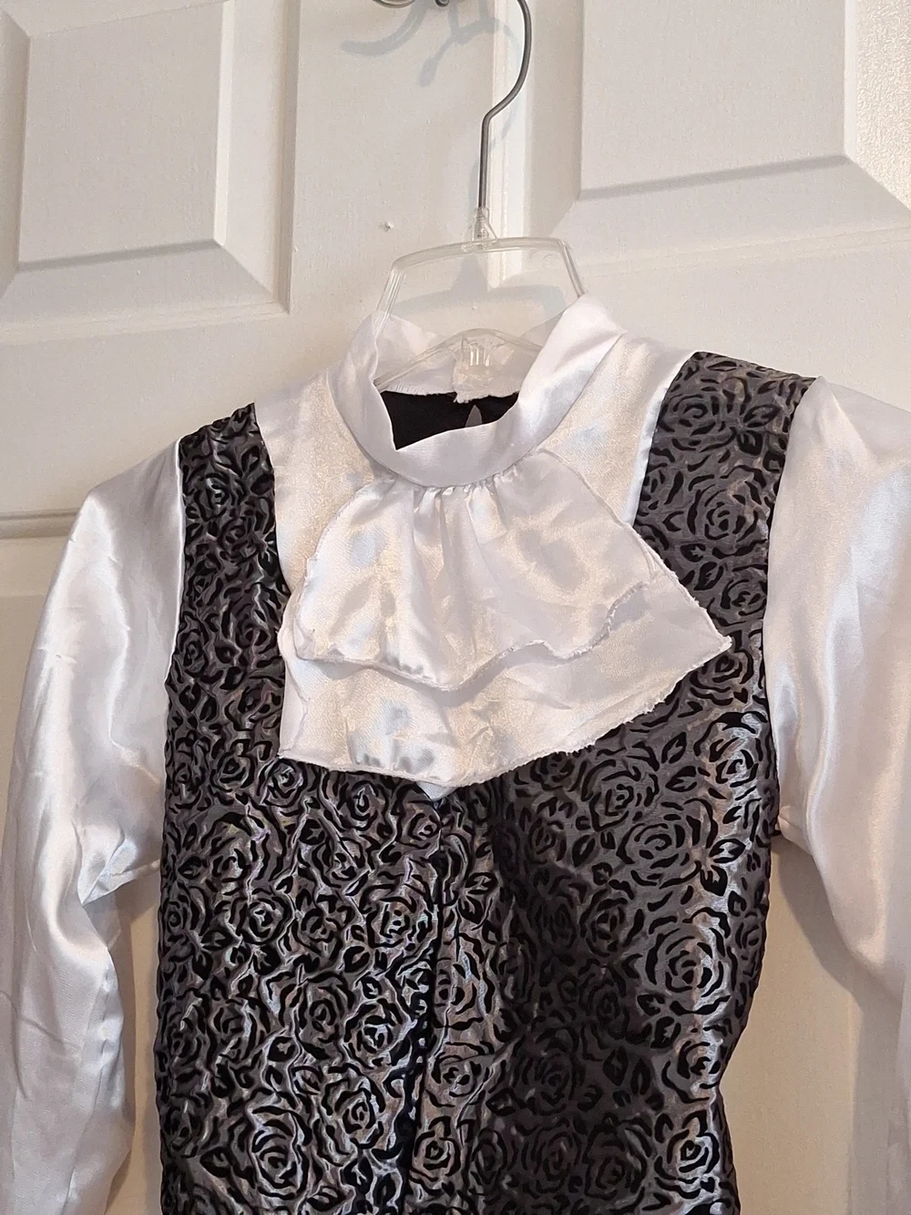 Spirit Black Cape with Red Satin Lining and Silver-Patterned Front
